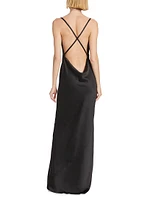 Draped Crepe-Back Satin Bias Gown