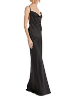 Draped Crepe-Back Satin Bias Gown