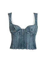 Cotton Denim Crop Bustier Top