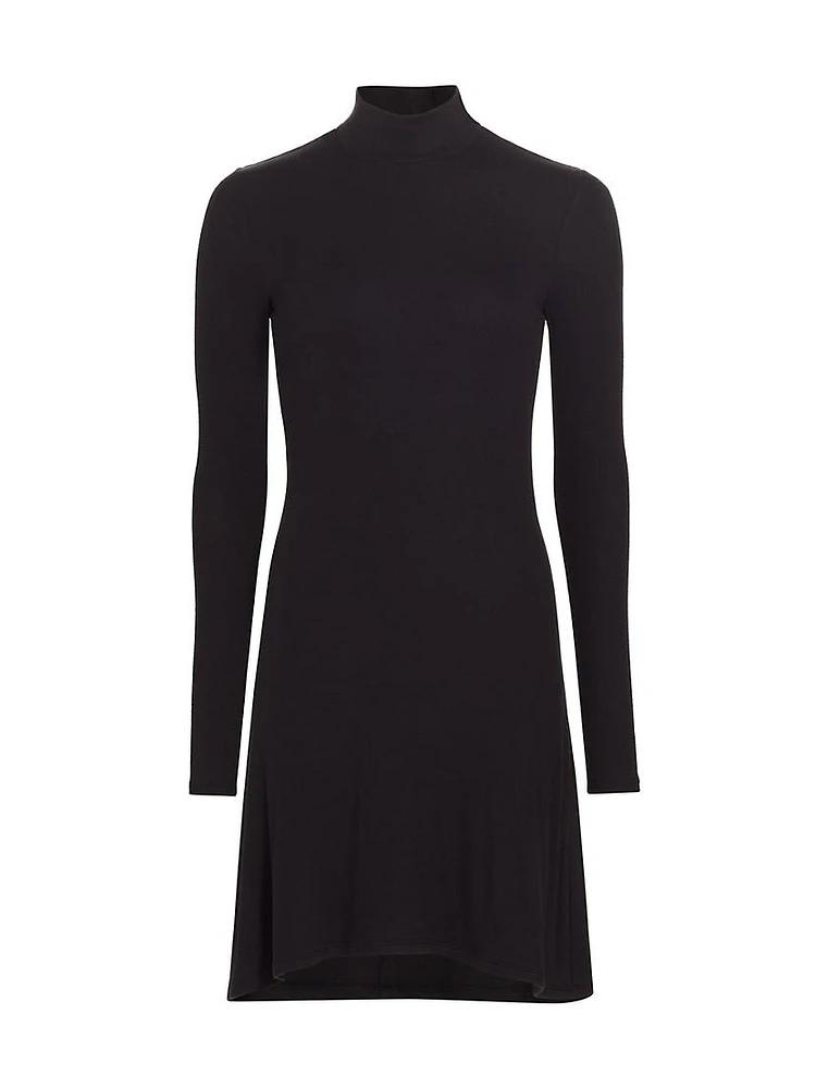 Modal-Blend Mock Turtleneck Midi-Dress