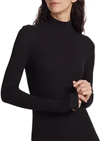 Modal-Blend Mock Turtleneck Midi-Dress