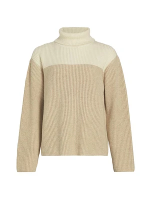 Colorblocked Wool-Blend Turtleneck Sweater