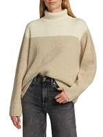 Colorblocked Wool-Blend Turtleneck Sweater