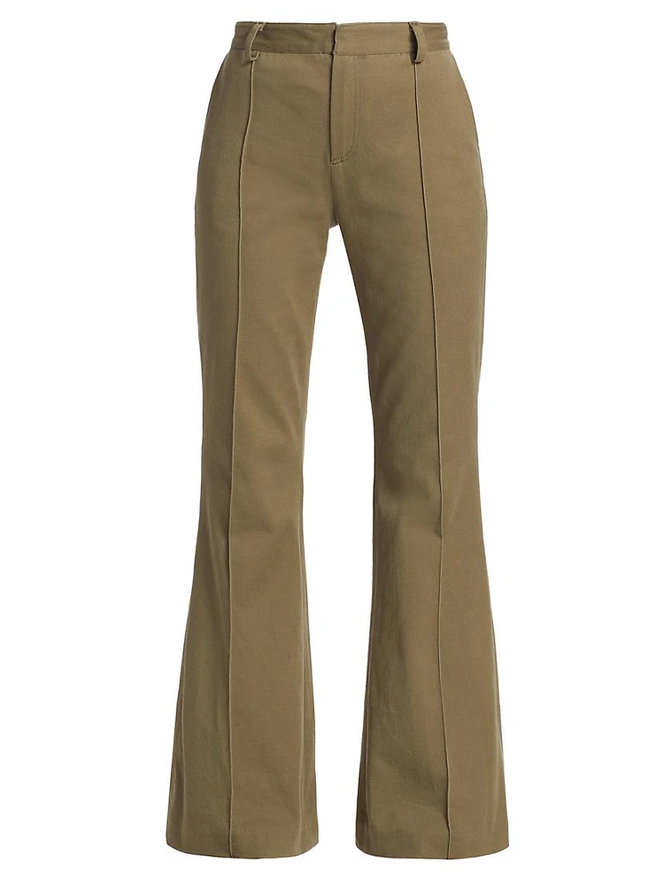 Cotton-Blend Twill Flare Pants