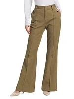 Cotton-Blend Twill Flare Pants