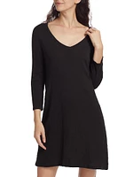 Scoopneck Cotton Jersey Long-Sleeve Minidress