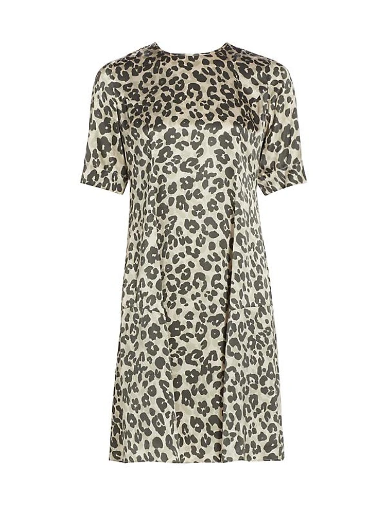 Leopard-Print Silk A-Line Minidress