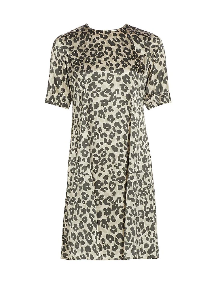 Leopard-Print Silk A-Line Minidress