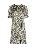 Leopard-Print Silk A-Line Minidress