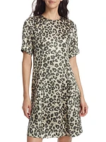 Leopard-Print Silk A-Line Minidress