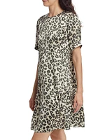 Leopard-Print Silk A-Line Minidress