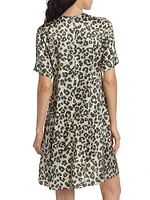 Leopard-Print Silk A-Line Minidress