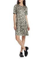 Leopard-Print Silk A-Line Minidress