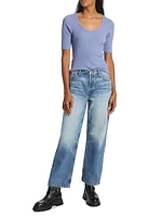 Loose Crop Mid-Rise Jeans