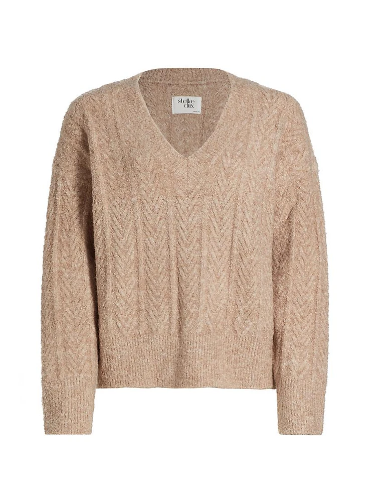 Cable-Knit V-Neck Sweater