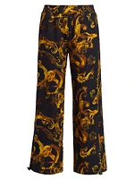 Filigree Print Straight-Leg Pants