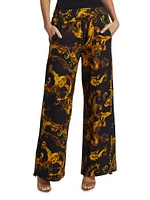 Filigree Print Straight-Leg Pants