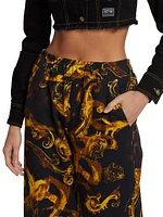 Filigree Print Straight-Leg Pants