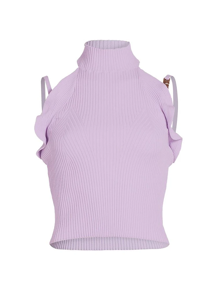 Maglia Ruffled Turtleneck Tank