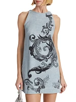 Barocco-Print Denim Minidress