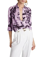 Printed Twill Button-Front Shirt