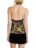 Barocco-Print Stretch Halter Top