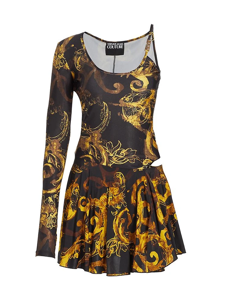 Barocco-Print Stretch Cut-Out Minidress