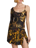 Barocco-Print Stretch Cut-Out Minidress