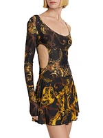 Barocco-Print Stretch Cut-Out Minidress