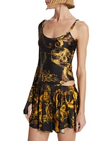 Barocco-Print Stretch Cut-Out Minidress