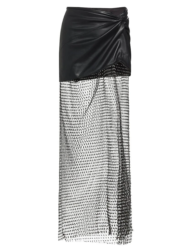 Salome Faux Leather & Mesh Maxi Skirt