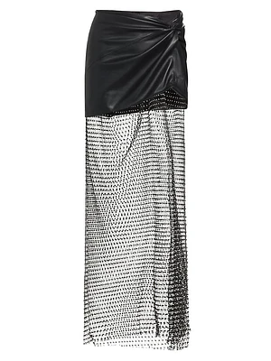 Salome Faux Leather & Mesh Maxi Skirt