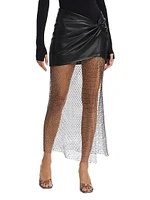 Salome Faux Leather & Mesh Maxi Skirt