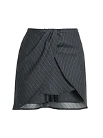 Twisted Pinstriped Wool-Blend Miniskirt