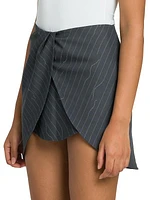 Twisted Pinstriped Wool-Blend Miniskirt