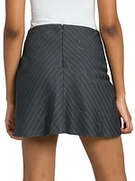 Twisted Pinstriped Wool-Blend Miniskirt