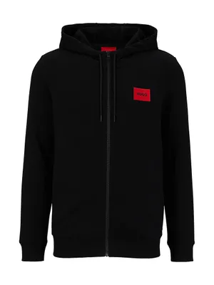 Zip-Through Sweatshirt Terry Cotton With Logo Patch