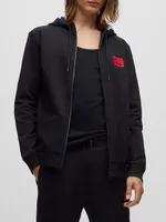 Zip-Through Sweatshirt Terry Cotton With Logo Patch