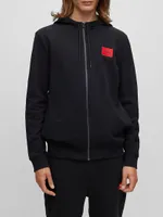 Zip-Through Sweatshirt Terry Cotton With Logo Patch