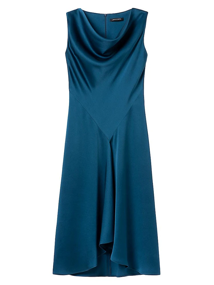 Belle Cowlneck Bias Drape Midi-Dress