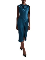 Belle Cowlneck Bias Drape Midi-Dress