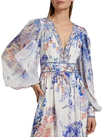 True Bloom Silk V-Neck Maxi Dress