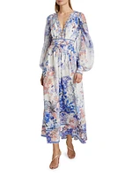 True Bloom Silk V-Neck Maxi Dress