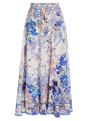 True Bloom Floral Silk Maxi Skirt