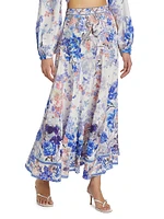 True Bloom Floral Silk Maxi Skirt