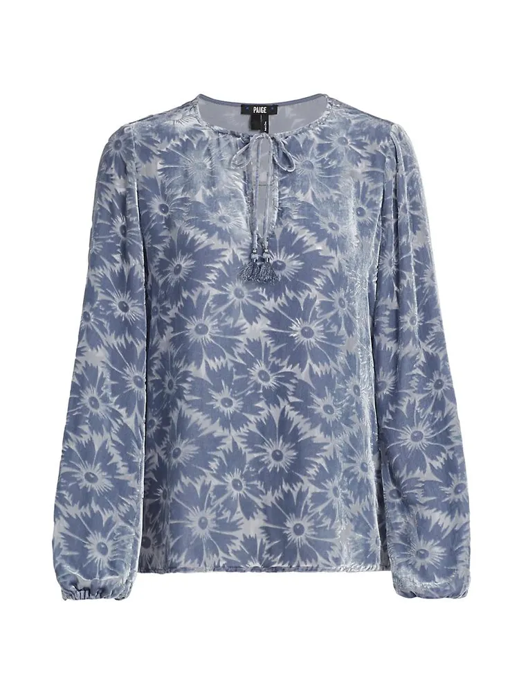 Selmah Floral Burnout Long-Sleeve Blouse