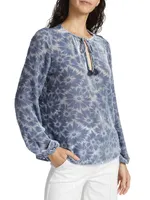 Selmah Floral Burnout Long-Sleeve Blouse