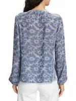 Selmah Floral Burnout Long-Sleeve Blouse