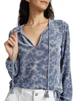 Selmah Floral Burnout Long-Sleeve Blouse