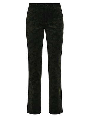 Naomi Velvet Jacquard Straight-Leg Pants